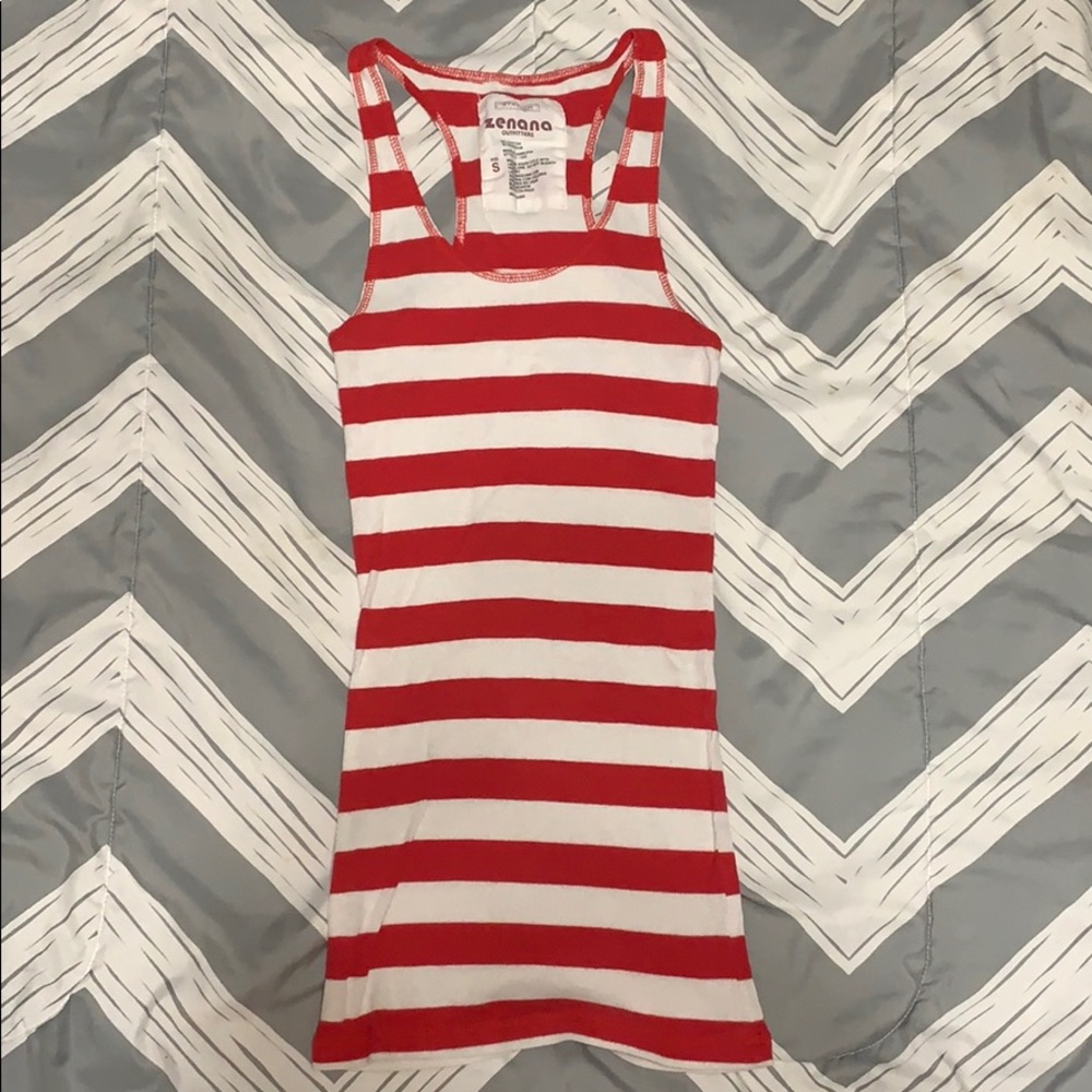 Red and white striped racer back